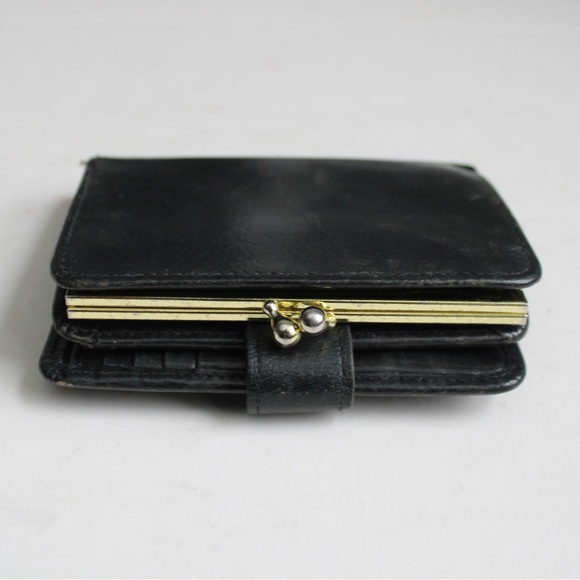 Coach Vintage 90's Continental Bifold Framed Kisslock Black Leather Wallet 4886 - Picture 9 of 9